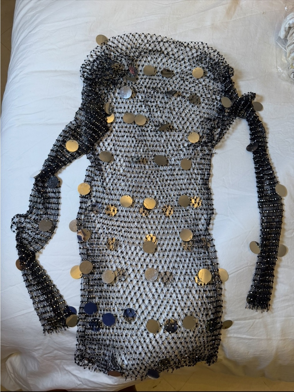 & Other Stories Black Mesh Swim Coverup with Gold Discs
